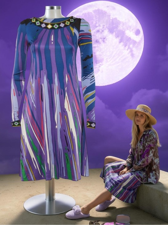 Emilio Pucci Dresses & Skirts - Emilio Pucci Purple Multi-Color Abstract Long Sleeve Dress